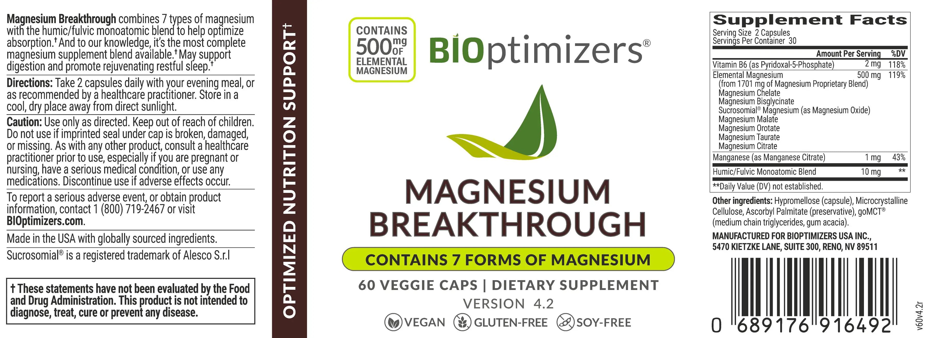 Седем форми на магнезий Bioptimizers Magnesium Breakthrough